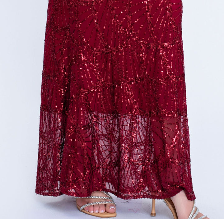 Plissiertes Oberteil mit ausgestellten Ärmeln und Maxirock-Set mit Taillengürtel – Rosiny 