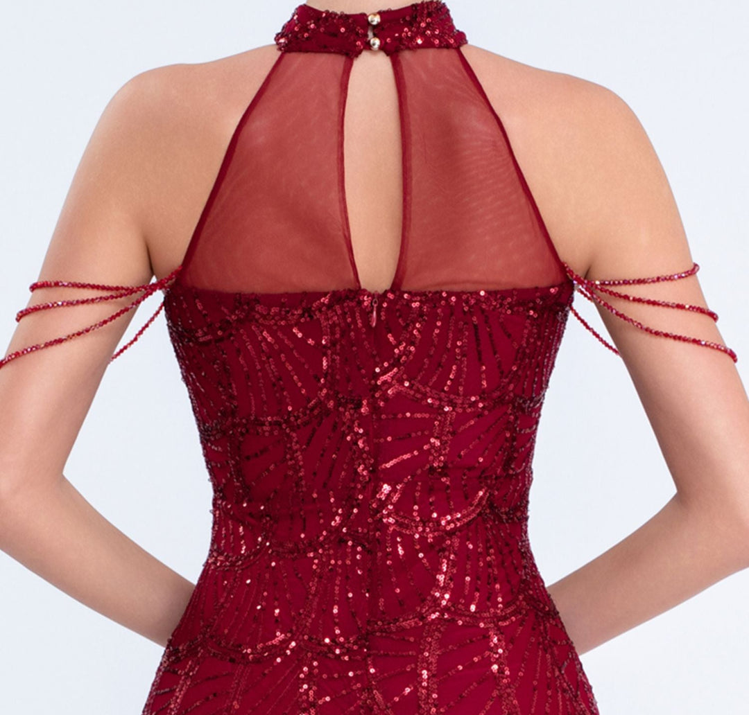 Plissiertes Oberteil mit ausgestellten Ärmeln und Maxirock-Set mit Taillengürtel – Rosiny 