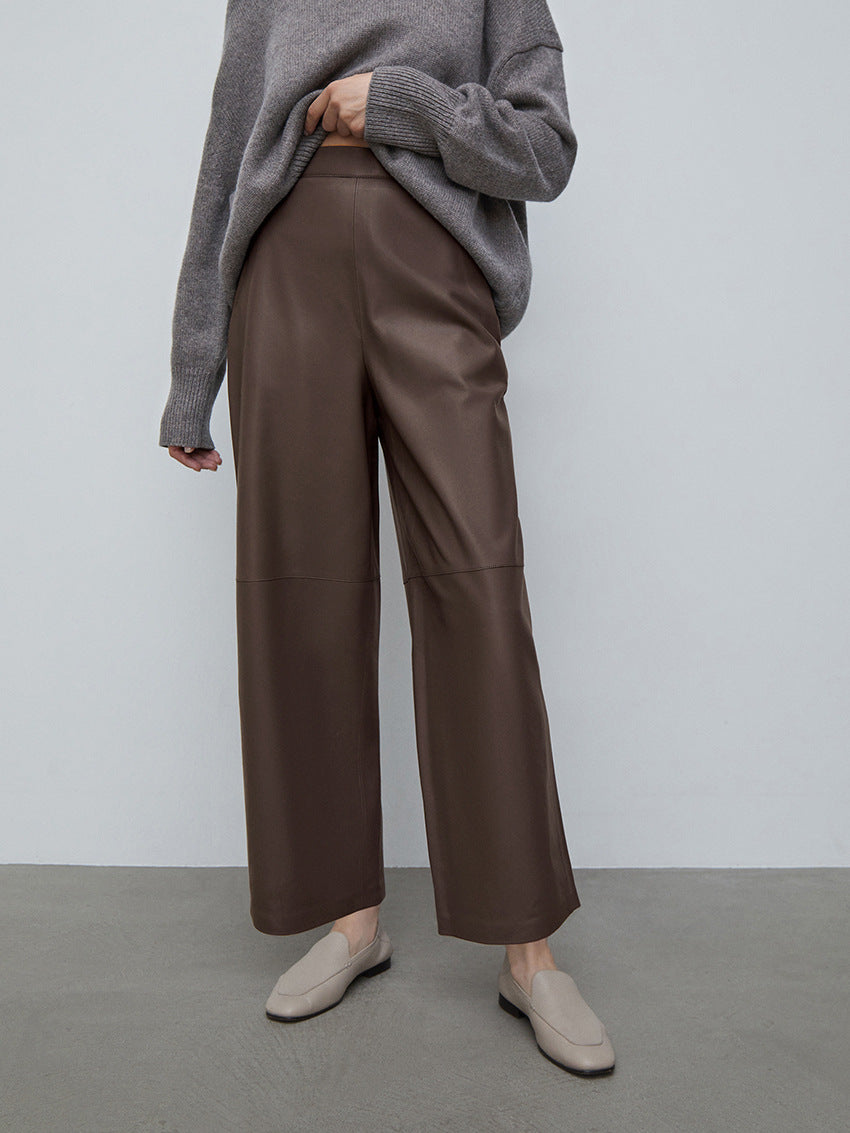 wide-leg faux leather pants with clean tailored finish – SIENNA
