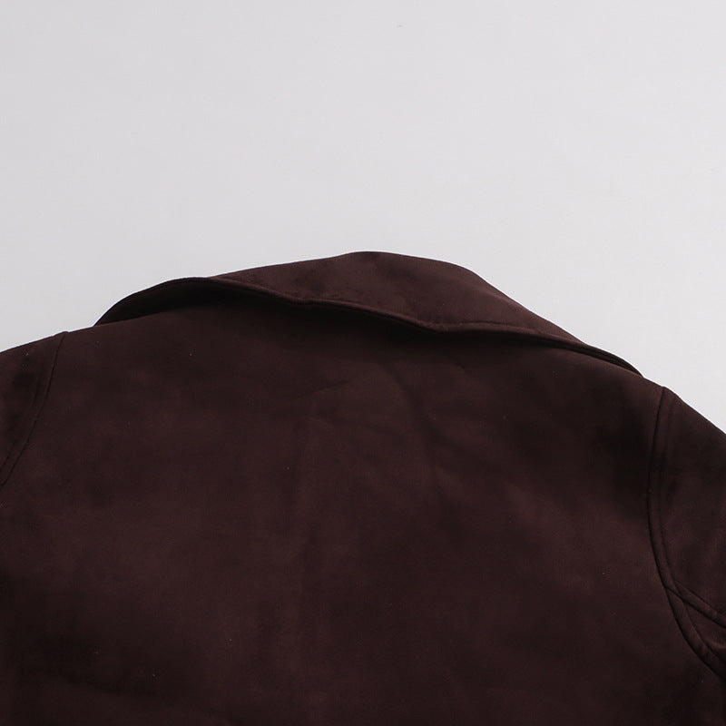 جاكيت ترنش قصير مع حزام عند الخصر - سيينا