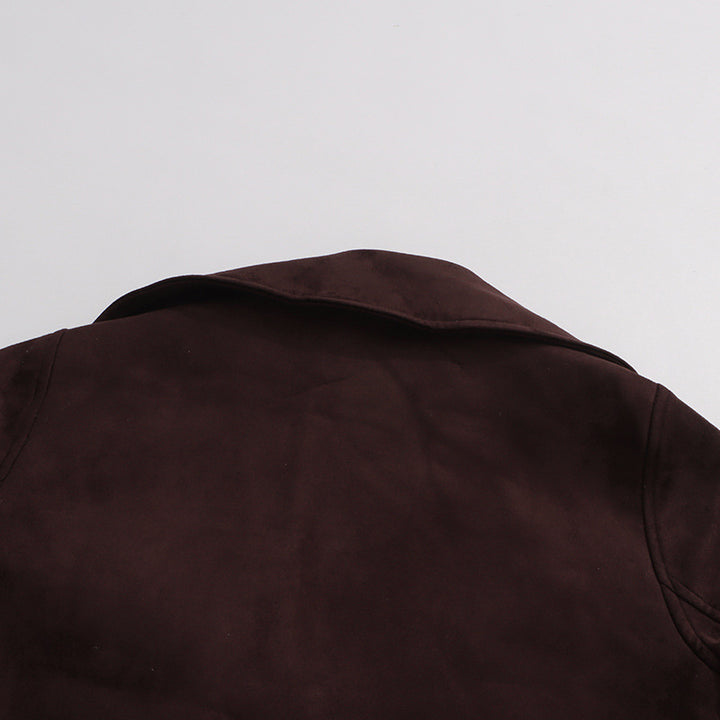 جاكيت ترنش قصير مع حزام عند الخصر - سيينا