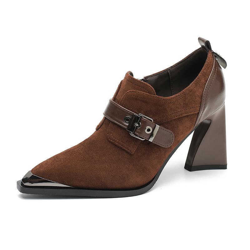block heel ankle boots with buckle strap – ARDENAX