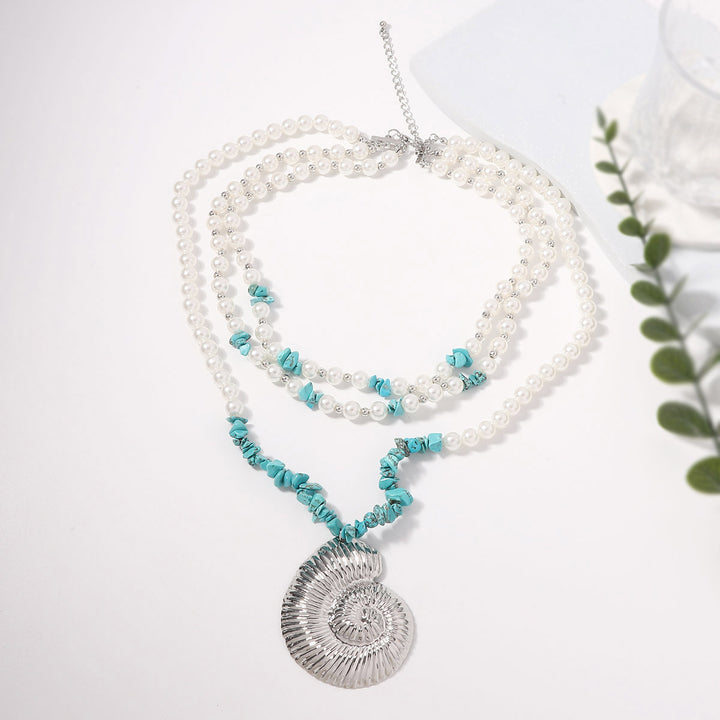 عقد لؤلؤ متعدد الطبقات مع قلادة صدفية - كوراسيا