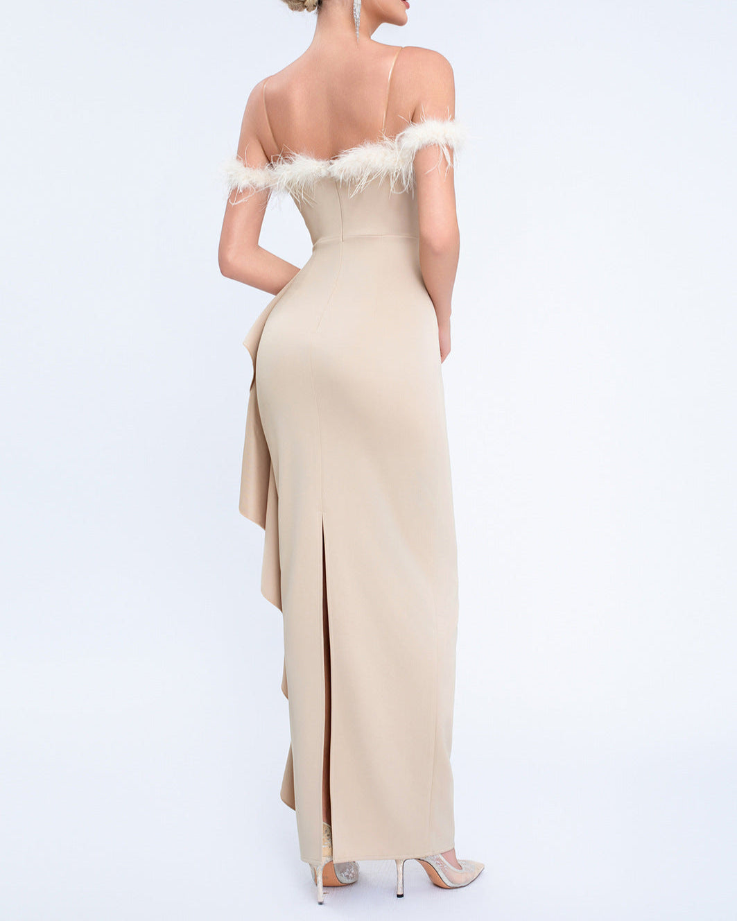 Plissiertes Oberteil mit ausgestellten Ärmeln und Maxirock-Set mit Taillengürtel – Rosiny 