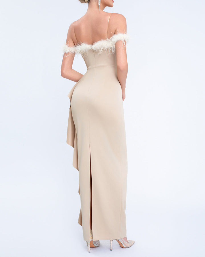 Plissiertes Oberteil mit ausgestellten Ärmeln und Maxirock-Set mit Taillengürtel – Rosiny 