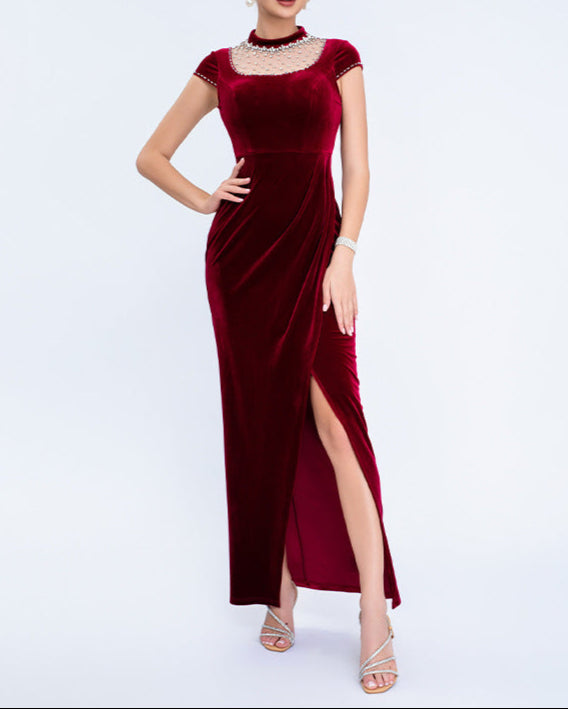 Geplooide top met uitlopende mouwen en maxi-rok set met tailleband – Rosiny 