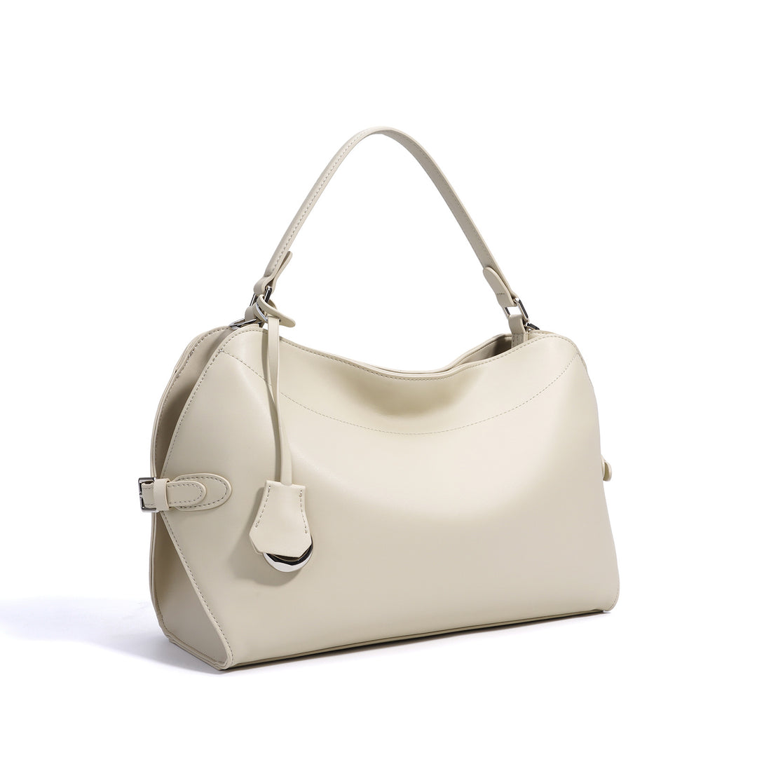 geweven rieten draagtas met dubbele leren handvatten – LÉONIE 