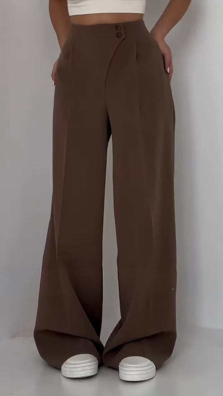 High-Waist Wide-Leg Tailored Pants – MOCHA