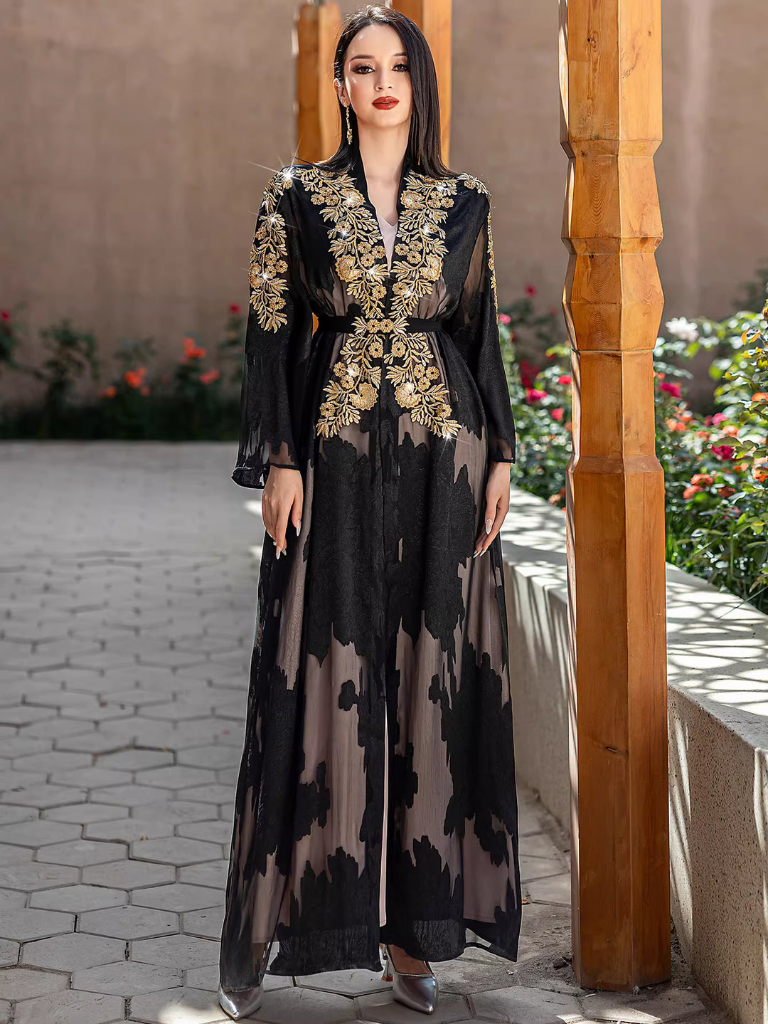 Elegant Long Sleeve Maxi Dress with Structured Fit – ARIELLE