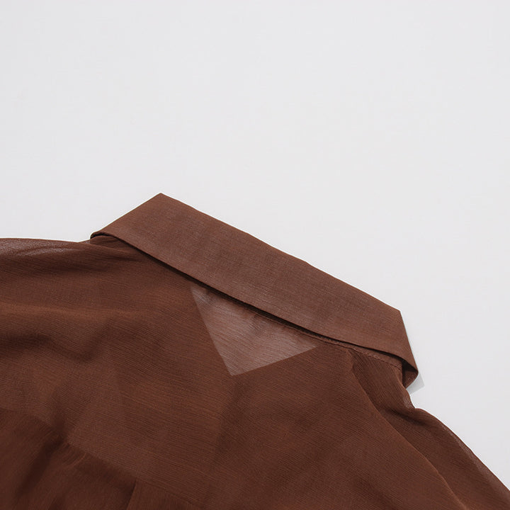 طقم بلوزة وبنطلون شفاف مطوي – سيينا