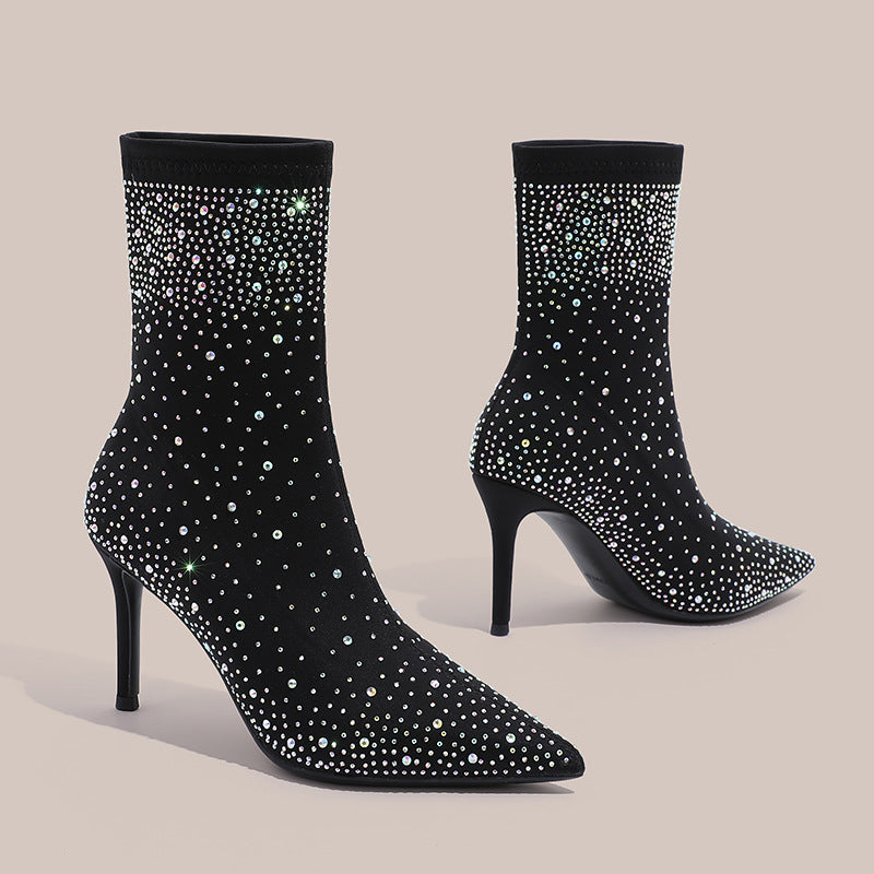 pointed-toe ankle boots with crystal embellishments – NOVANCI