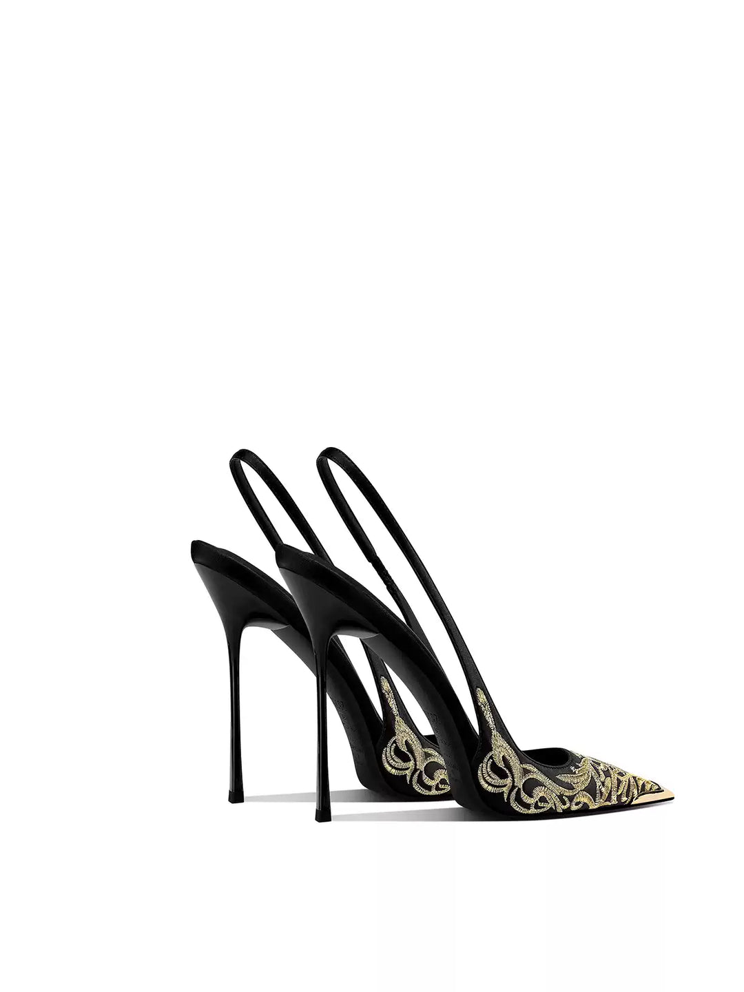 Embroidered Pointed-Toe Slingback Heels – AURELIA