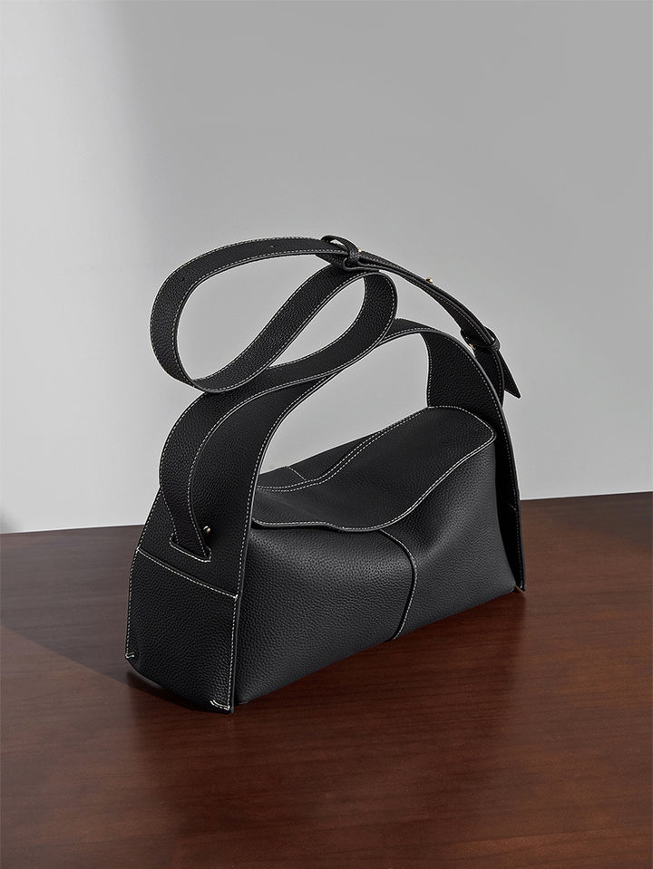 Structured Leather Shoulder Bag – AVELINE