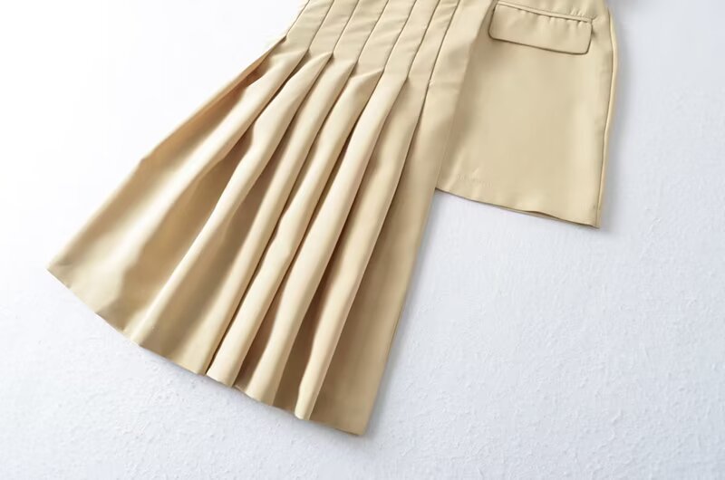 asymmetric pleated skirt with wrap panel – ELYSE