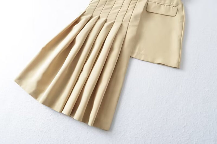 asymmetric pleated skirt with wrap panel – ELYSE