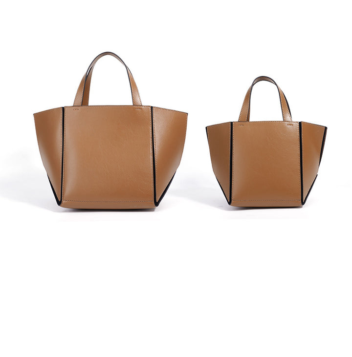 structured leather tote bag with wide side panels - ZARAZKI