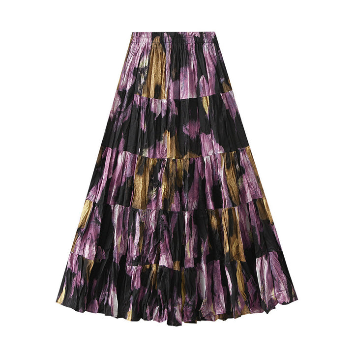 tiered abstract-print maxi skirt – AURORA