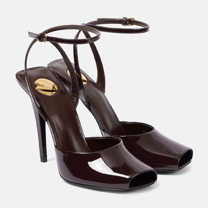 patent leather peep-toe heels with ankle strap – MARA