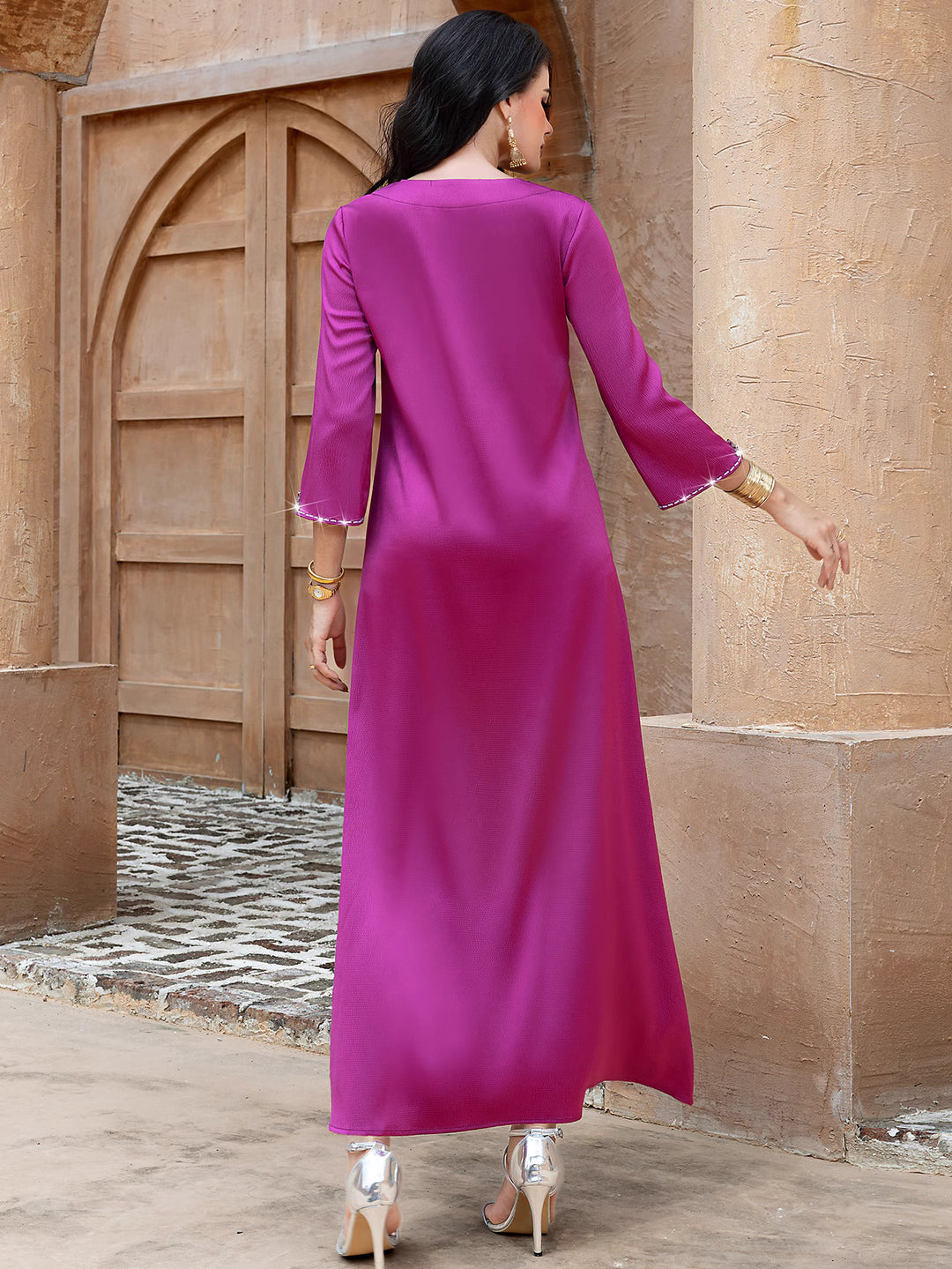 embellished A-line dress with flared sleeves - DALIXA