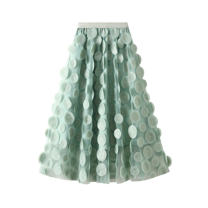 3D circle appliqué tulle skirt – LUMI