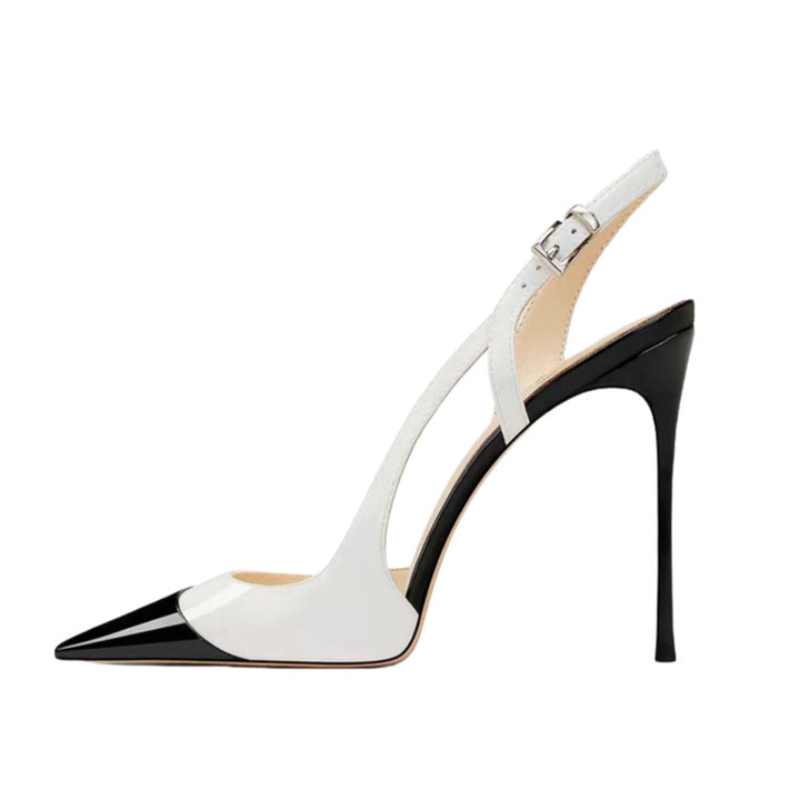 pointed-toe slingback stiletto heels with contrast toe cap – MONROE