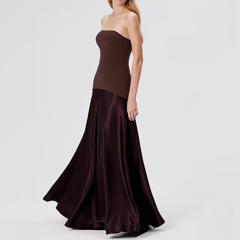 strapless satin gown with fitted bodice – COLFO