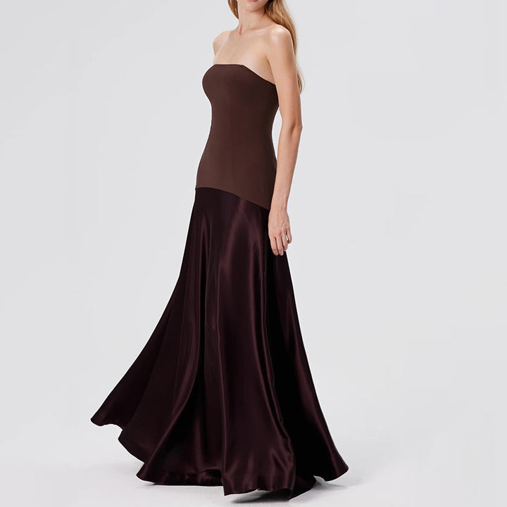 strapless satin gown with fitted bodice – COLFO