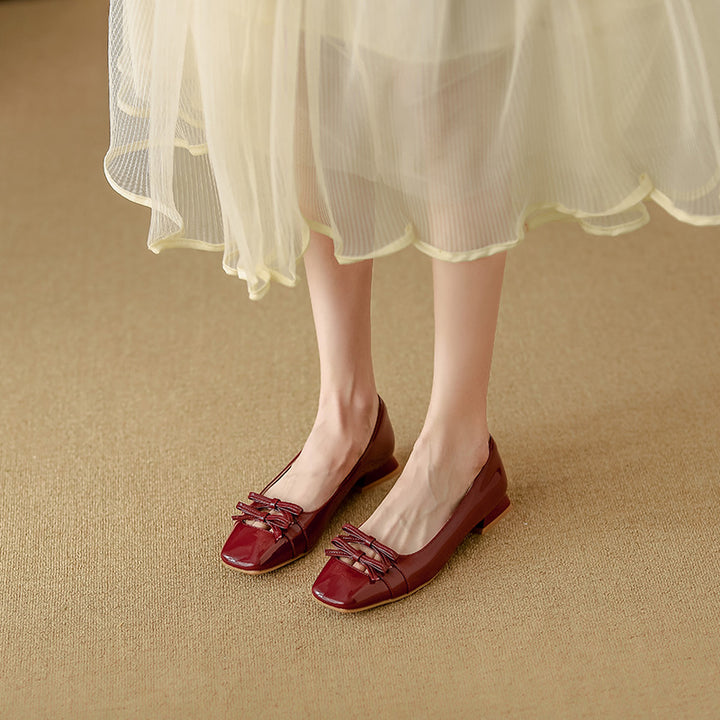 patent leather flats with bow detail – RUBINAV