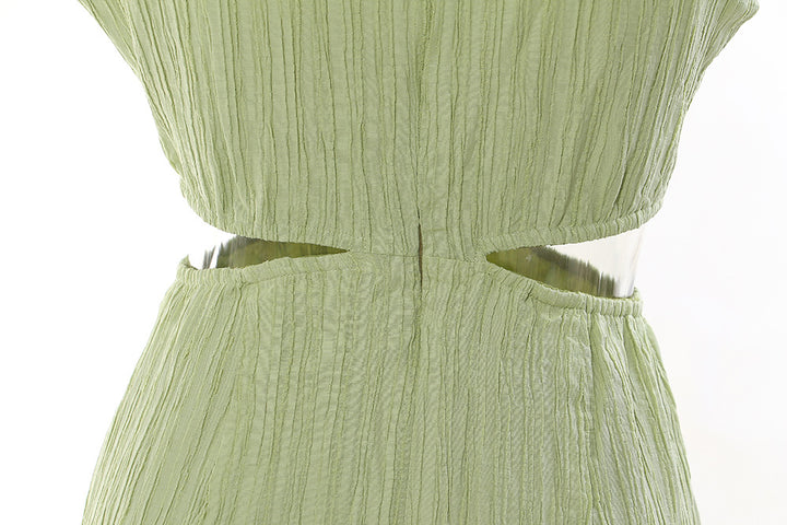 Sleeveless ribbed midi dress with twisted waist cut-outs – SAGEA