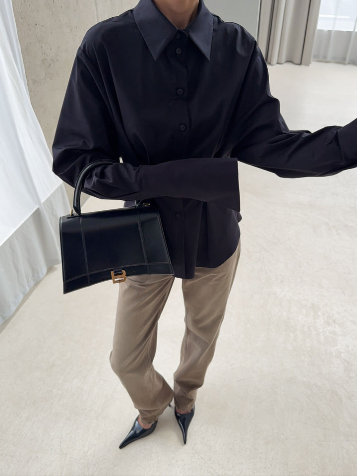 Tailored Long-Sleeve Button-Up Shirt – ELYSE