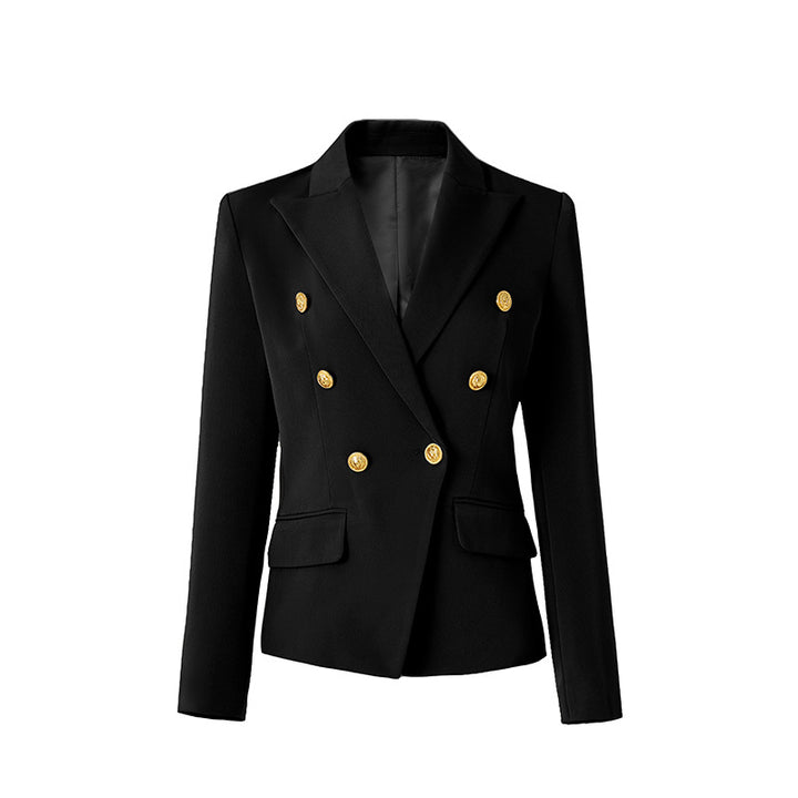 Double-breasted tailored blazer with gold buttons – REGAL