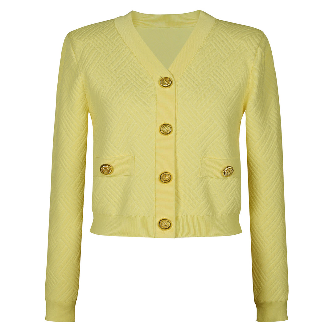 two-piece knit set with gold button accents – ADELLEM