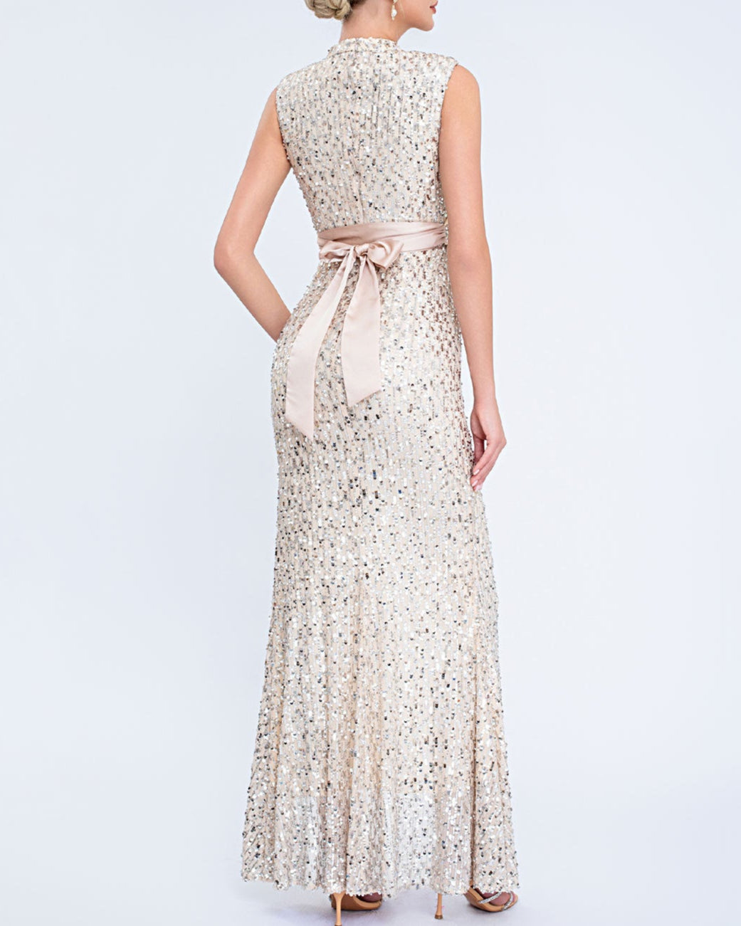 Geplooide top met uitlopende mouwen en maxi-rok set met tailleband – Rosiny 