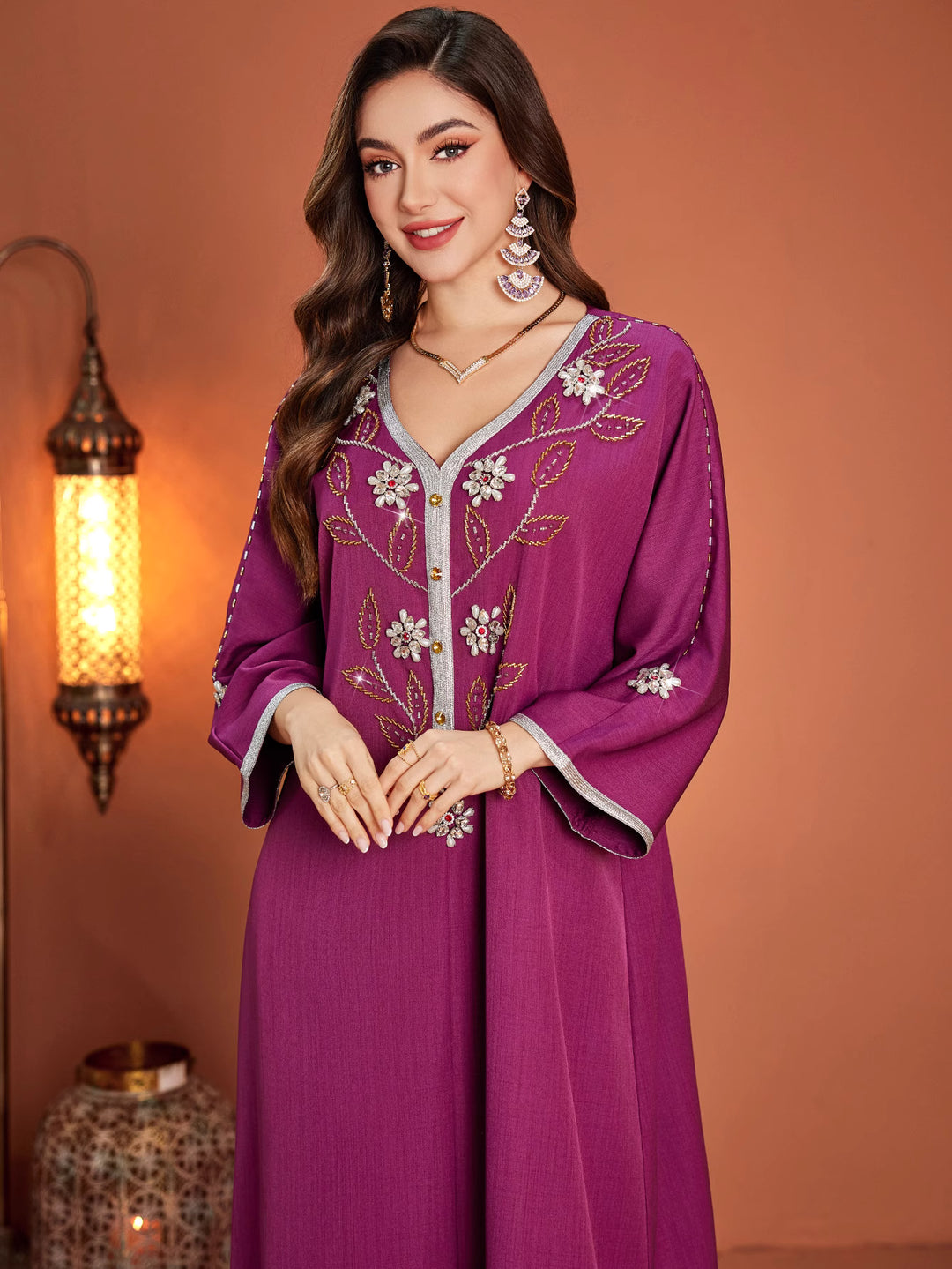 costume évasé sur mesure avec manches bouffantes en satin – VALENCIA 