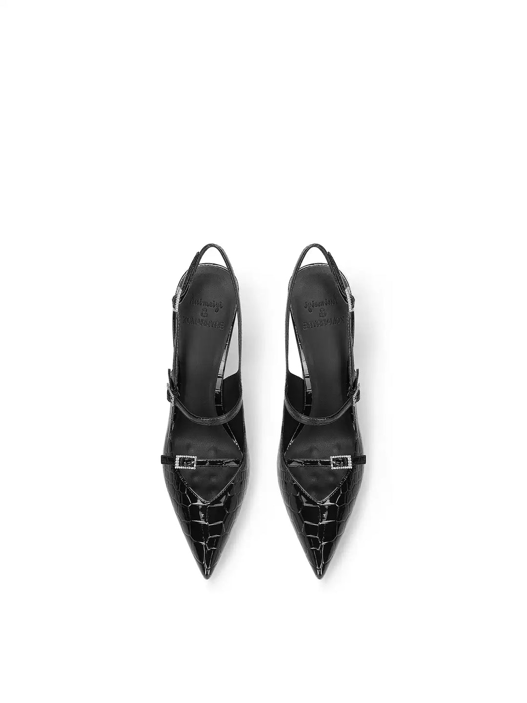 Croc-Effect Slingback Stiletto Pumps – MOCHA