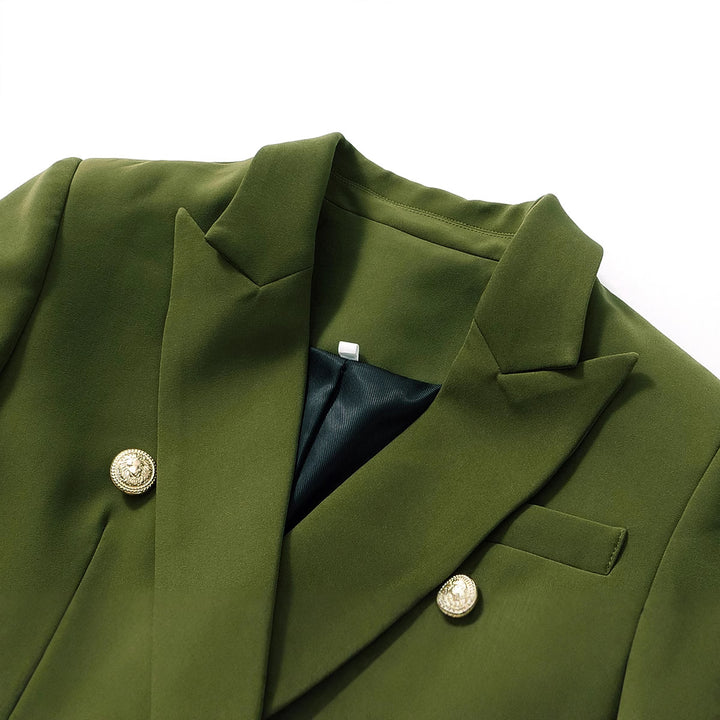 structured double-breasted blazer with gold buttons – VERDE