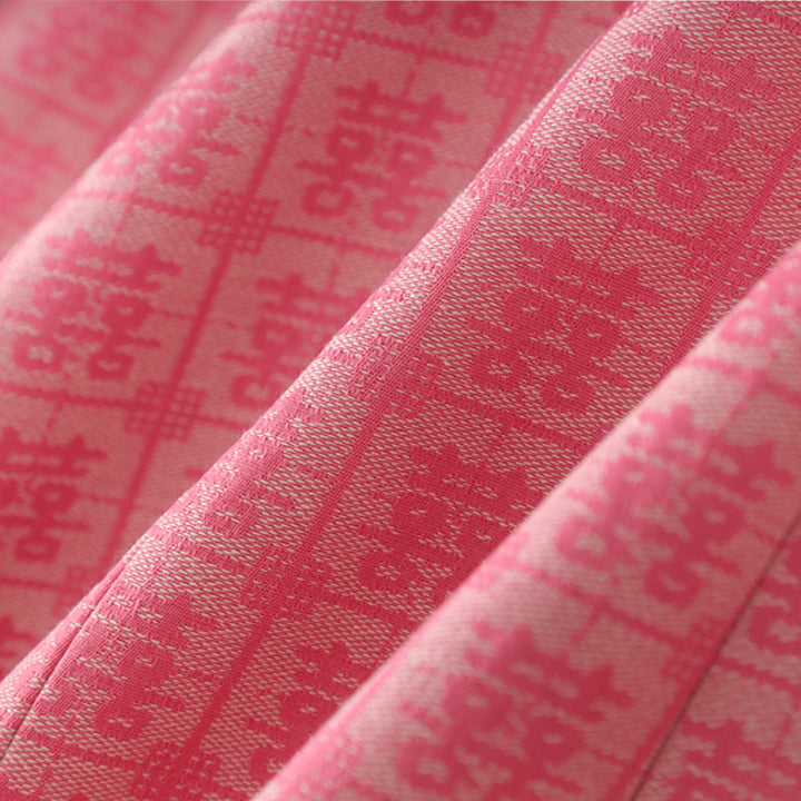 double-breasted jacquard blazer with satin lapel – ROSÉ