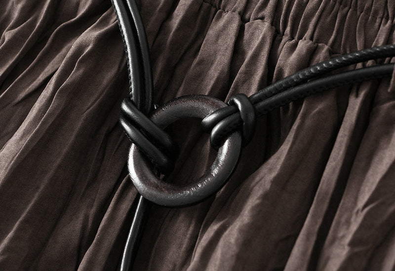 textured maxi skirt with adjustable rope belt – MARLOWE