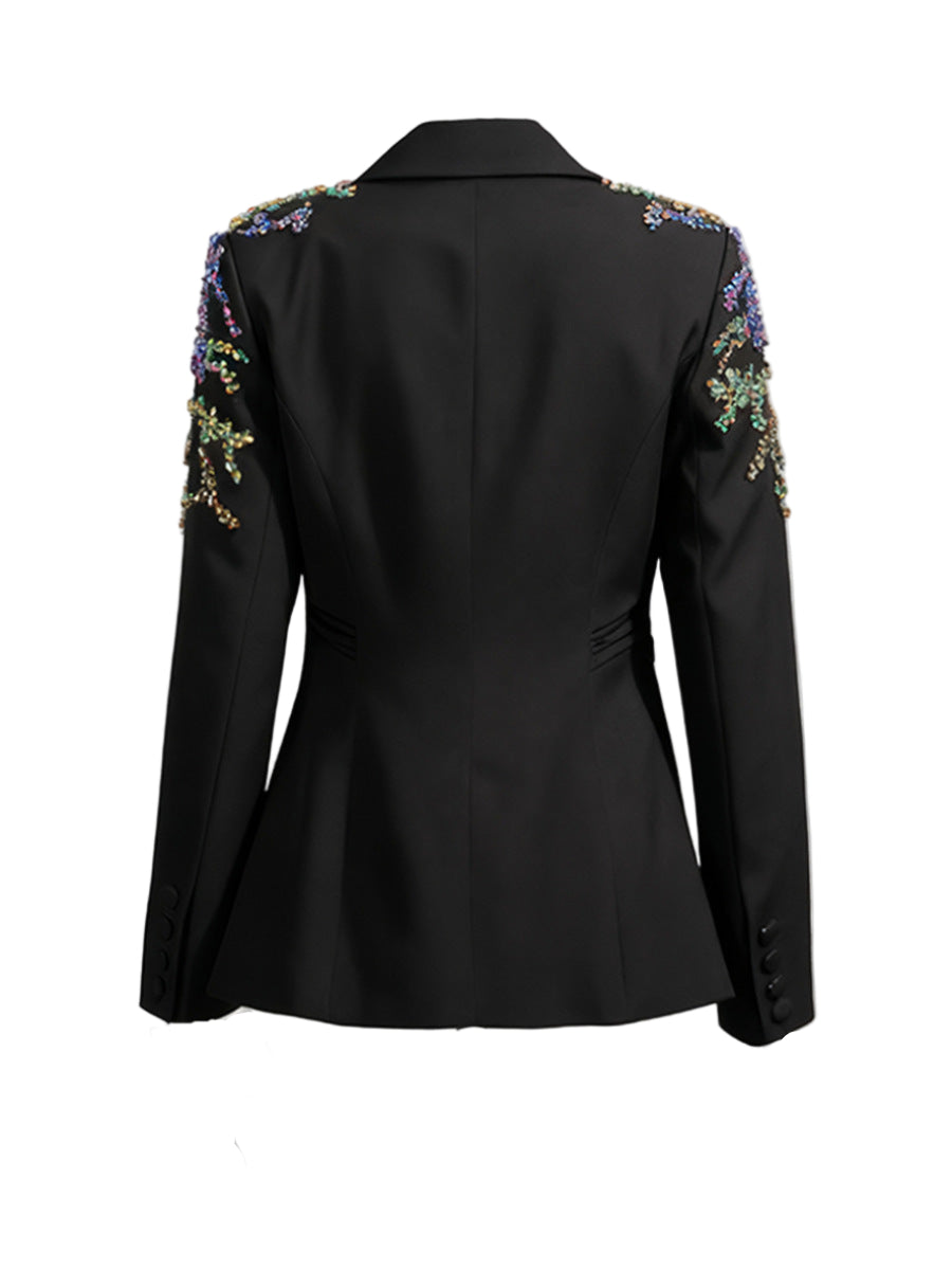 tailored blazer with multicolor crystal embroidery – VIVARA