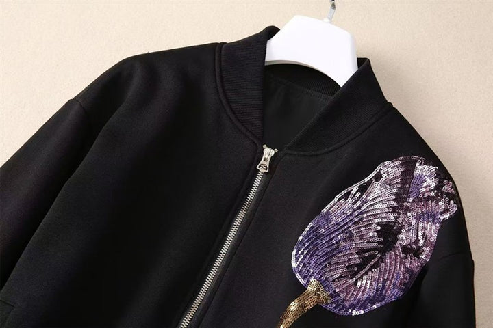 embroidered sequin bomber jacket – VIOLET