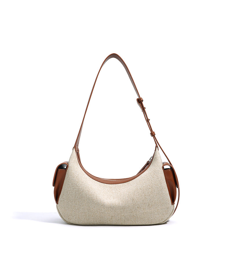 canvas shoulder bag with leather trim - ARIACZU