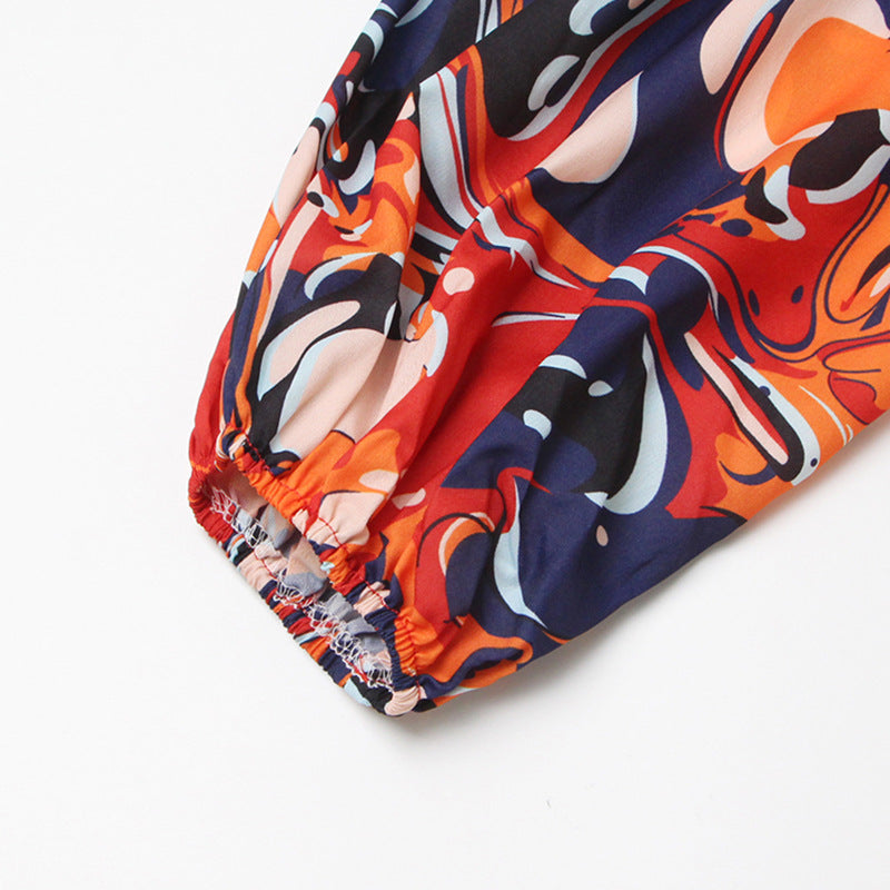 Haut à manches évasées plissées et ensemble jupe longue avec ceinture à la taille – Rosiny 