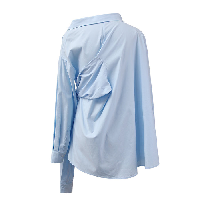 Asymmetric Wrap Shirt with Side Tie – LUMINA