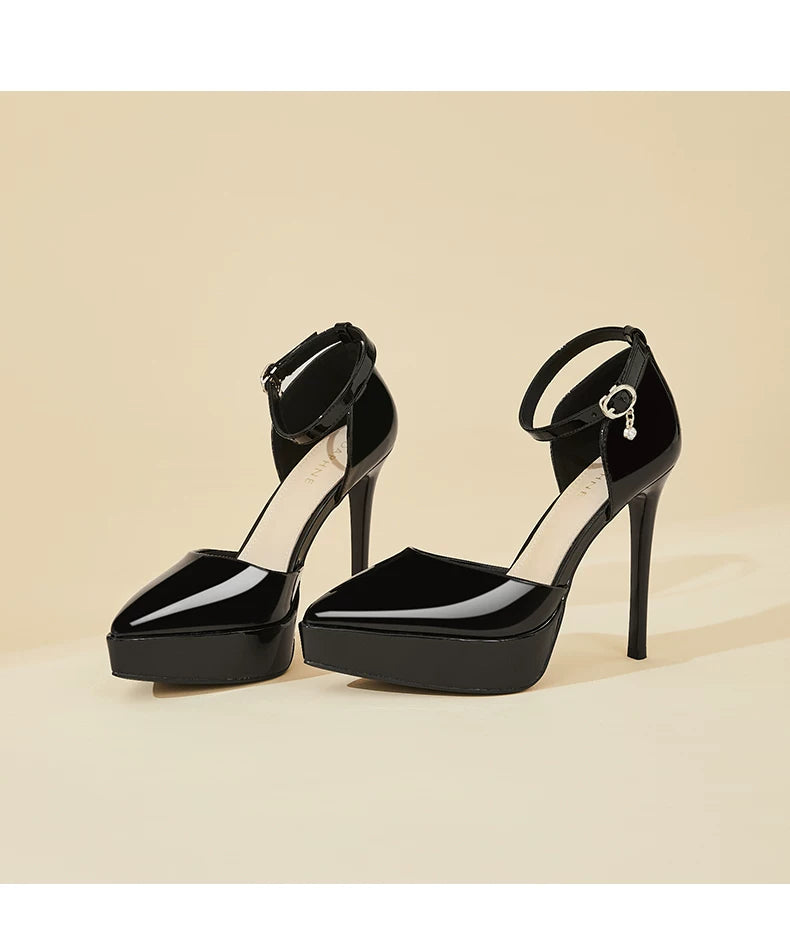 Patent Ankle-Strap Platform Pumps – NOIRELLE