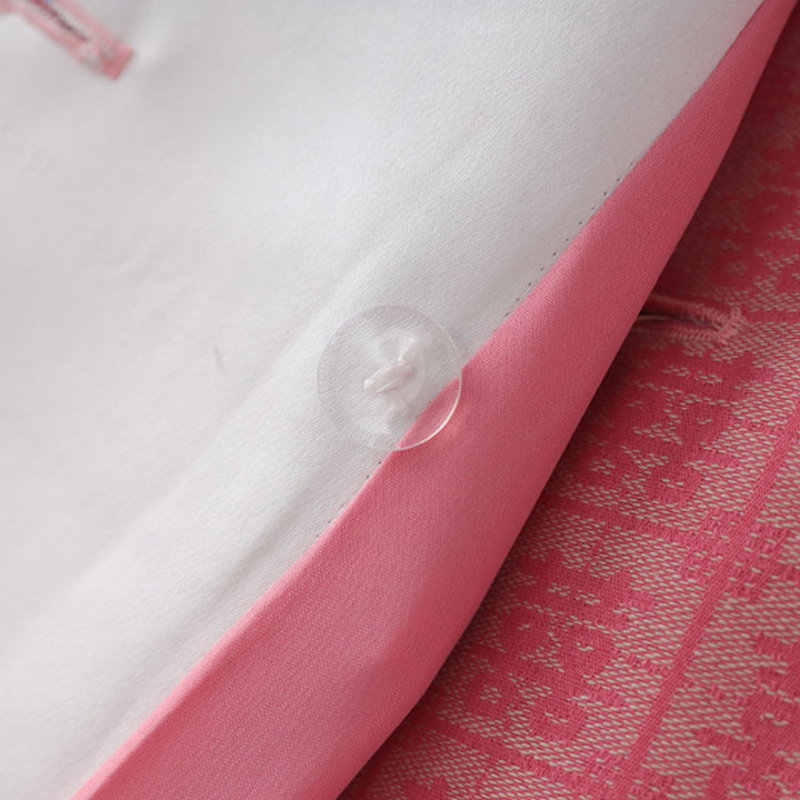 double-breasted jacquard blazer with satin lapel – ROSÉ