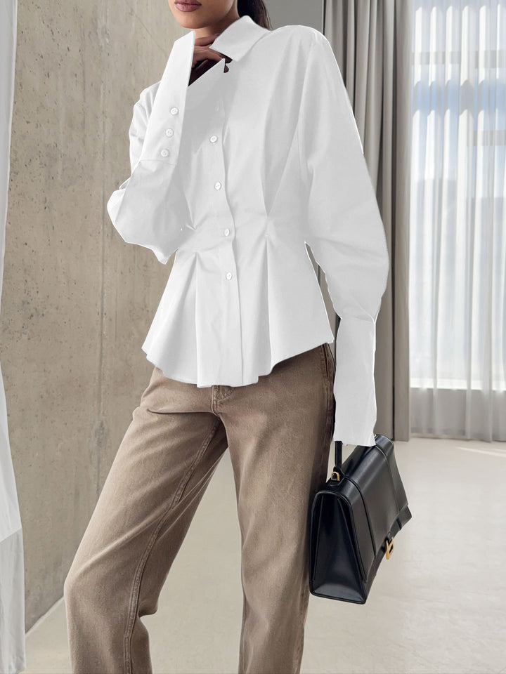 Tailored Long-Sleeve Button-Up Shirt – ELYSE