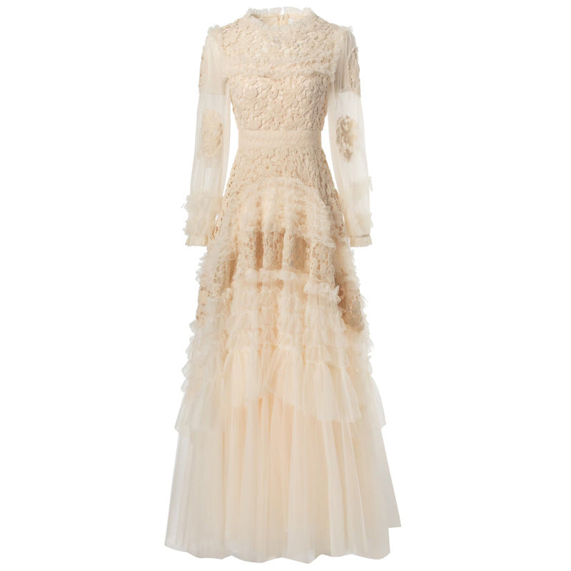 lace and tulle gown with tiered ruffles – AMÉLIE