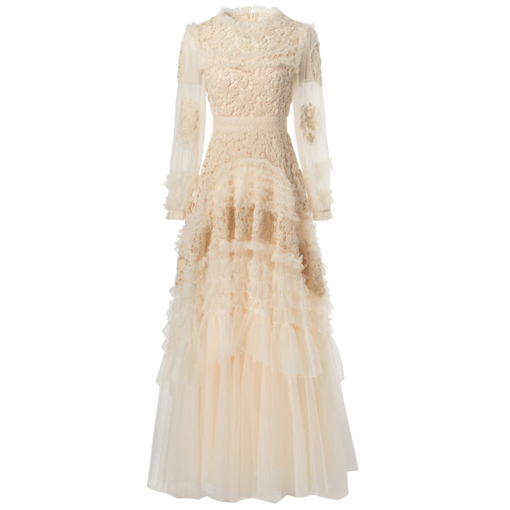 lace and tulle gown with tiered ruffles – AMÉLIE