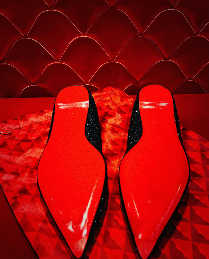 حذاء مسطح مدبب مزين بالكريستال – أريازفو