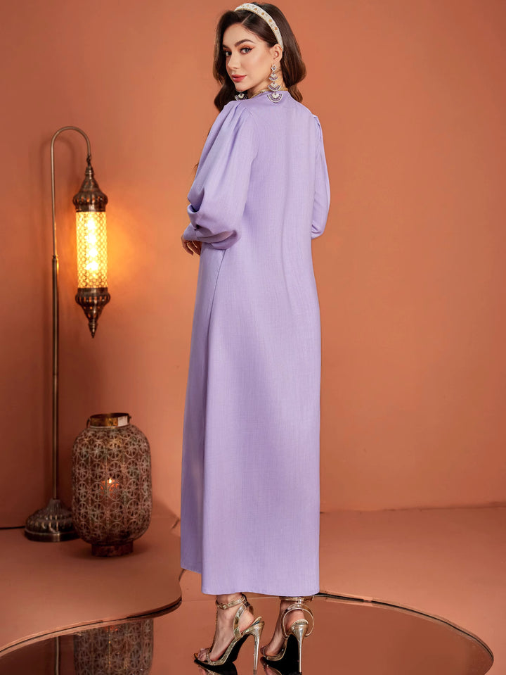 فستان قفطان مطرز بأكمام طويلة وسحاب أمامي - أنت تعرف